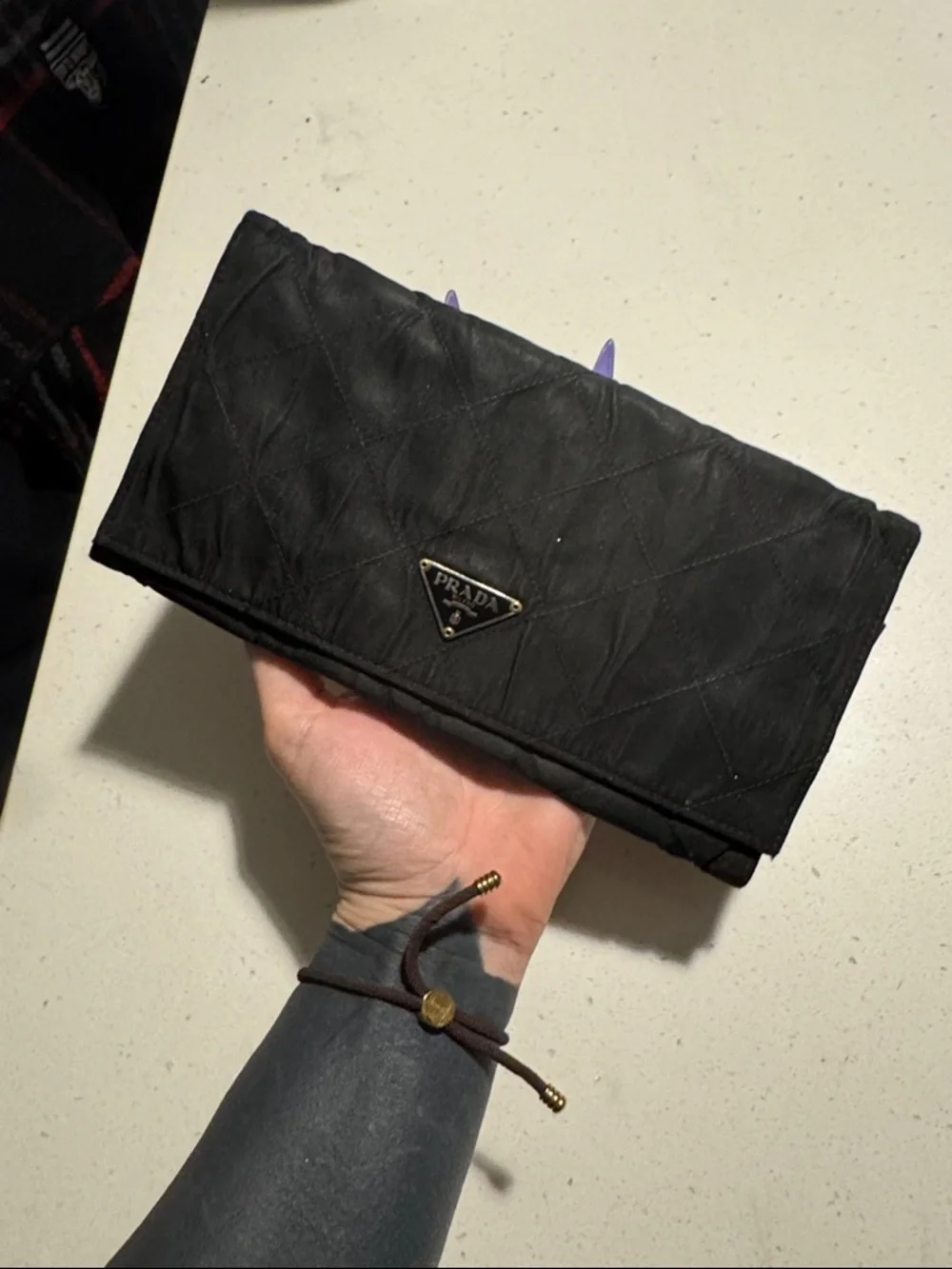 Prada Black Quilted Fold-Over Wallet - Picture 10 of 11